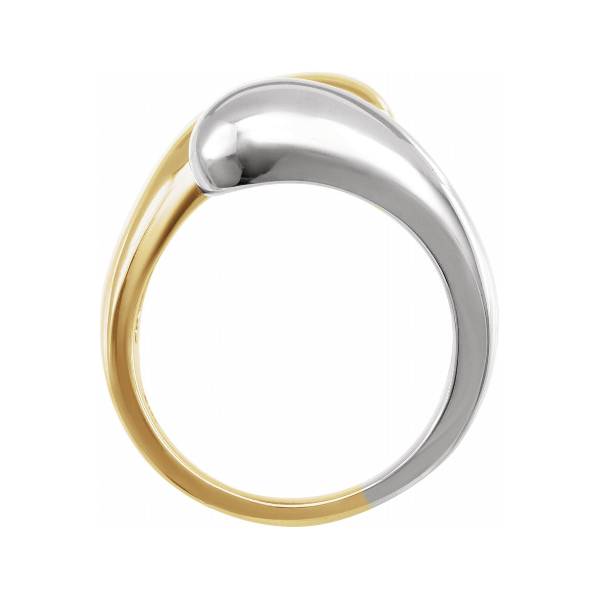 Sapphire Row Gold Bypass Ball Ring - 18K Yellow & White Gold (view 2)