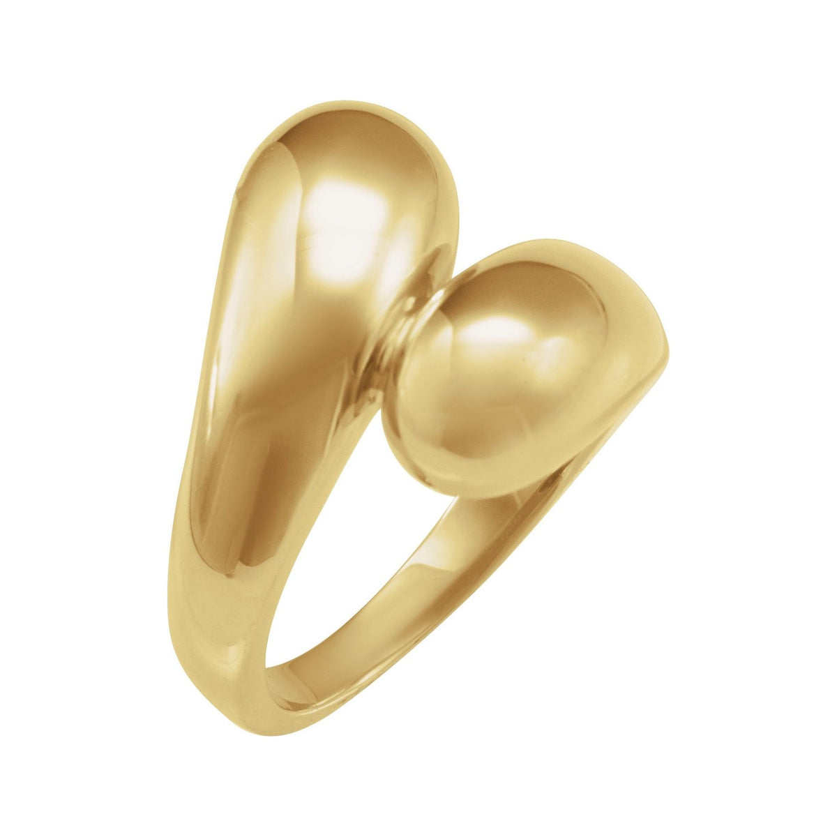 Sapphire Row Gold Bypass Ball Ring - 14K Yellow Gold