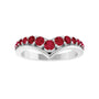 Sapphire Row Lab-Grown Gemstone Graduated V Ring - Ruby, Platinum (view 3)