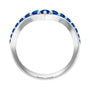 Sapphire Row Lab-Grown Gemstone Graduated V Ring - Blue Sapphire, Platinum (view 2)