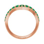 Sapphire Row Lab-Grown Gemstone Graduated V Ring - Emerald, 14K Rose Gold (view 2)