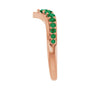 Sapphire Row Lab-Grown Gemstone Graduated V Ring - Emerald, 14K Rose Gold (view 4)