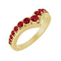 Sapphire Row Lab-Grown Gemstone Graduated V Ring - Ruby, 14K Yellow Gold