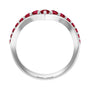 Sapphire Row Lab-Grown Gemstone Graduated V Ring - Ruby, 14K White Gold (view 2)