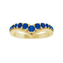 Sapphire Row Lab-Grown Gemstone Graduated V Ring - Blue Sapphire, 14K Yellow Gold (view 3)