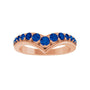 Sapphire Row Lab-Grown Gemstone Graduated V Ring - Blue Sapphire, 14K Rose Gold (view 3)