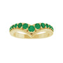 Sapphire Row Natural Gemstone Graduated V Ring - Emerald, 14K Yellow Gold (view 3)
