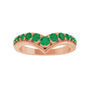 Sapphire Row Natural Gemstone Graduated V Ring - Emerald, 14K Rose Gold (view 3)