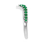 Sapphire Row Natural Gemstone Graduated V Ring - Emerald, Platinum (view 4)