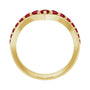 Sapphire Row Natural Gemstone Graduated V Ring - Ruby, 14K Yellow Gold (view 2)
