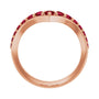 Sapphire Row Natural Gemstone Graduated V Ring - Ruby, 14K Rose Gold (view 2)