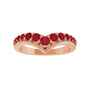 Sapphire Row Natural Gemstone Graduated V Ring - Ruby, 14K Rose Gold (view 3)