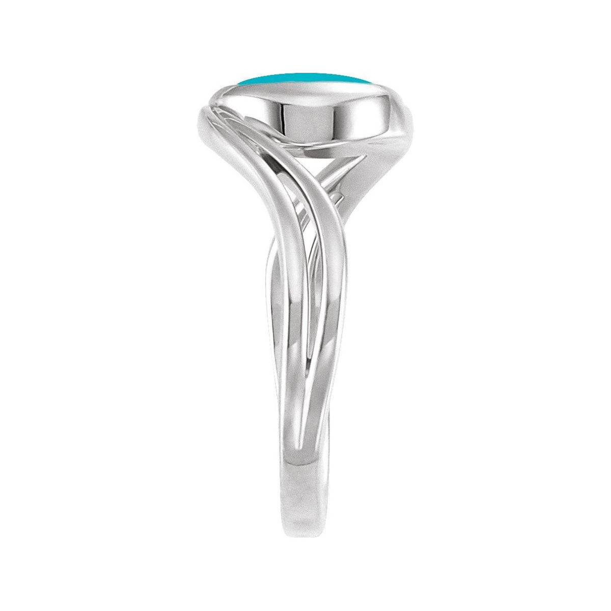Sapphire Row Natural Gemstone Cabochon Bypass Ring - Turquoise, Platinum (view 3)