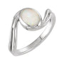 Sapphire Row Natural Gemstone Cabochon Bypass Ring - White Opal, Platinum