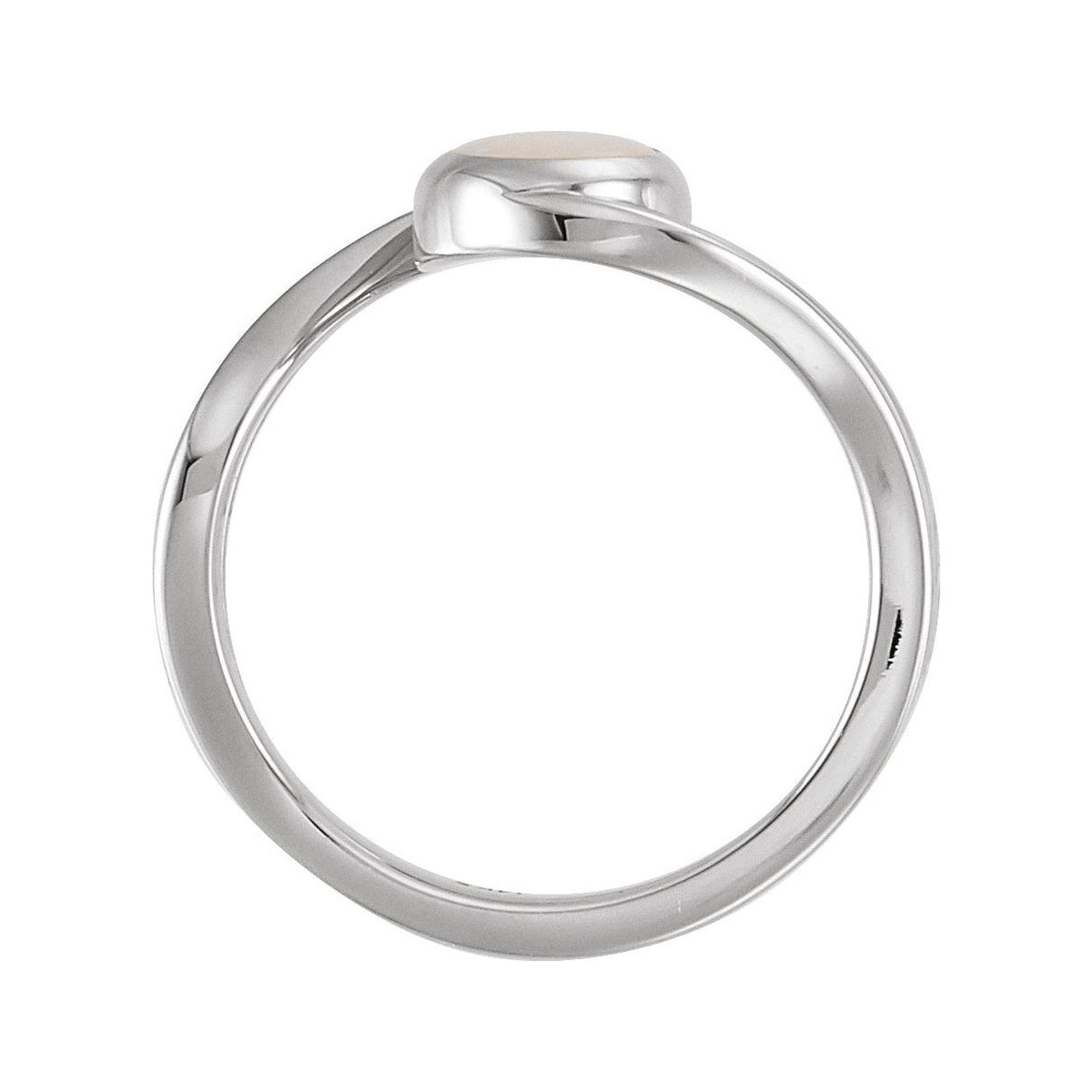 Sapphire Row Natural Gemstone Cabochon Bypass Ring - White Opal, Platinum (view 2)