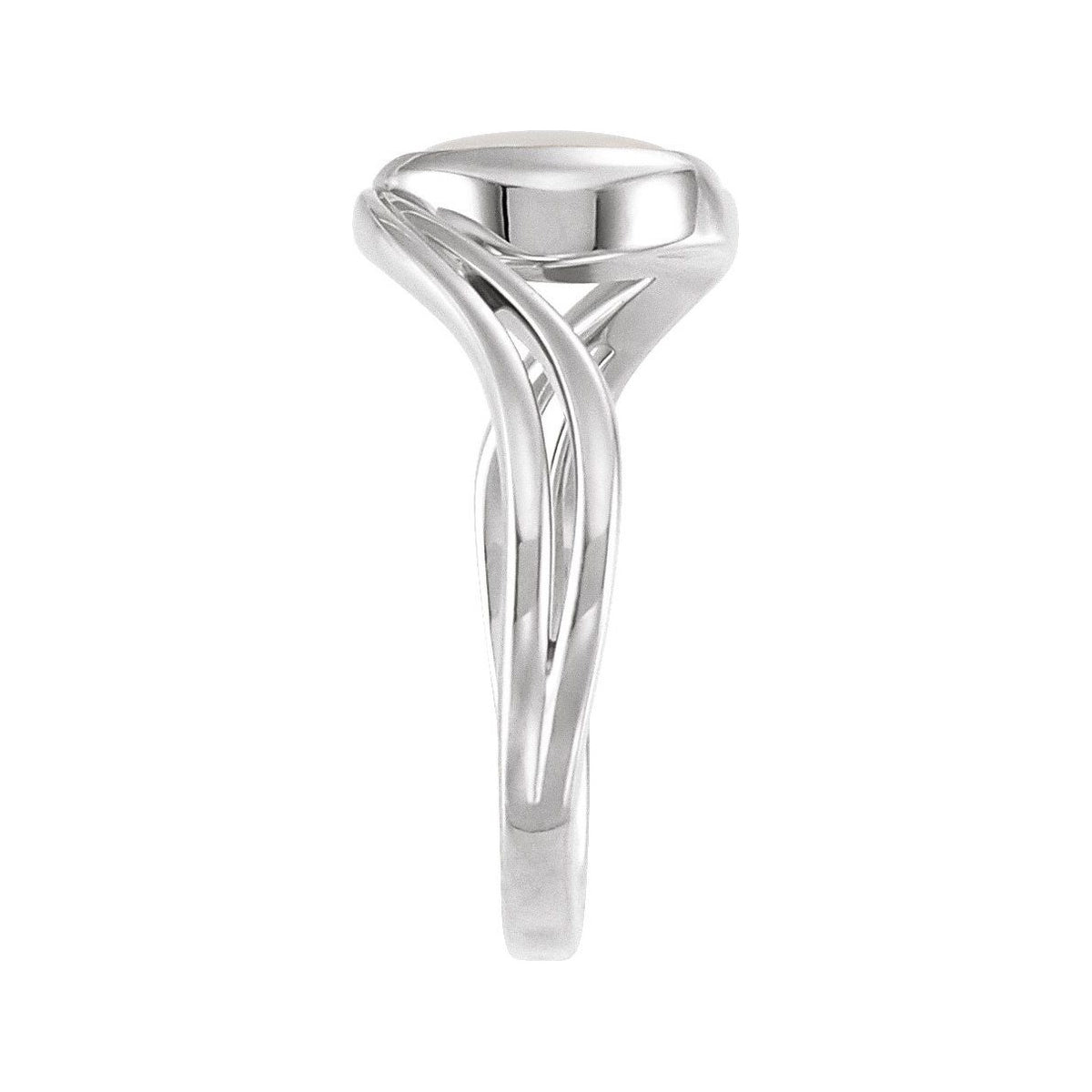 Sapphire Row Natural Gemstone Cabochon Bypass Ring - White Opal, Platinum (view 3)