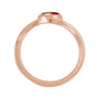 Sapphire Row Natural Gemstone Cabochon Bypass Ring - Mozambique Garnet, 14K Rose Gold (view 2)