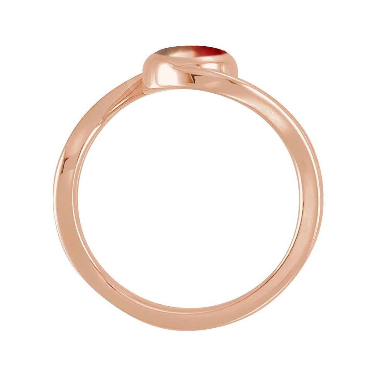 Sapphire Row Natural Gemstone Cabochon Bypass Ring - Mozambique Garnet, 14K Rose Gold (view 2)