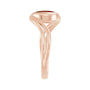 Sapphire Row Natural Gemstone Cabochon Bypass Ring - Mozambique Garnet, 14K Rose Gold (view 3)