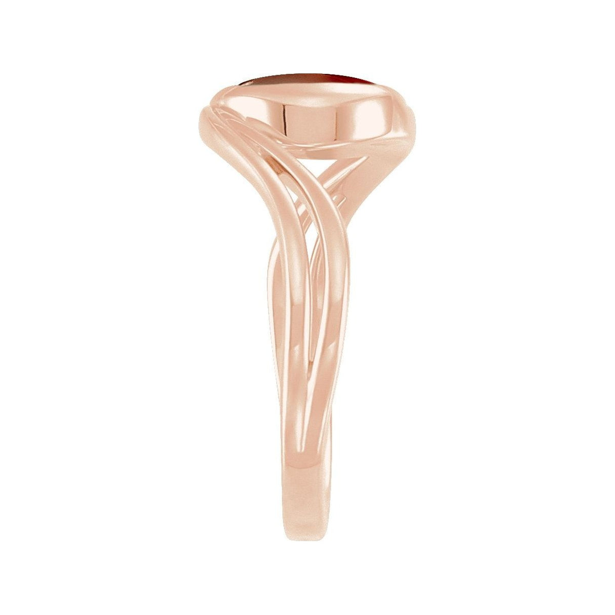 Sapphire Row Natural Gemstone Cabochon Bypass Ring - Mozambique Garnet, 14K Rose Gold (view 3)