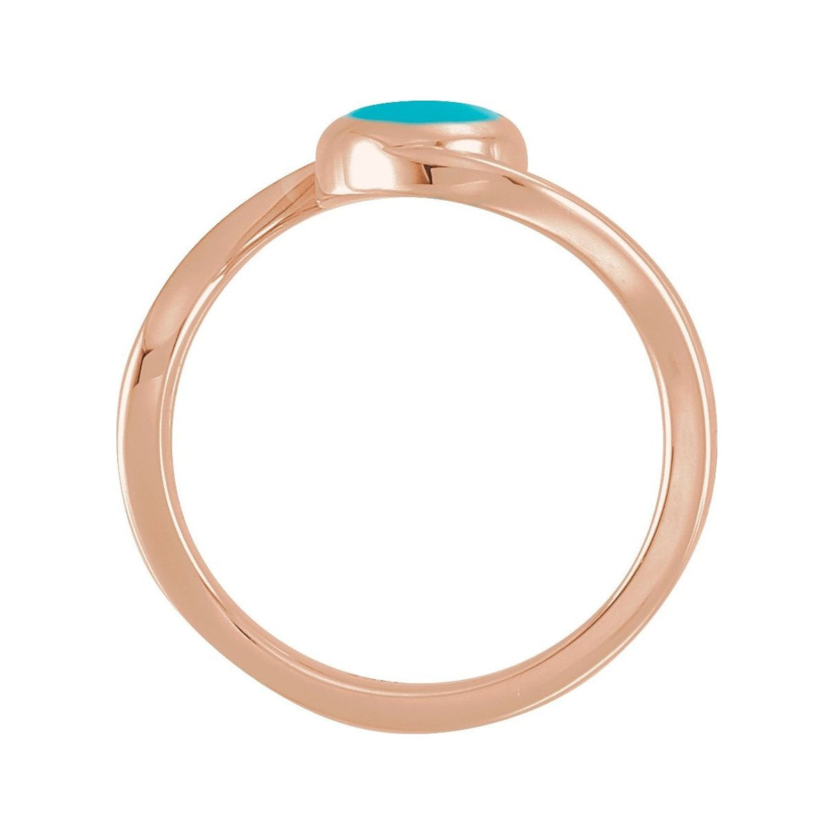 Sapphire Row Natural Gemstone Cabochon Bypass Ring - Turquoise, 14K Rose Gold (view 2)