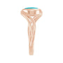 Sapphire Row Natural Gemstone Cabochon Bypass Ring - Turquoise, 14K Rose Gold (view 3)