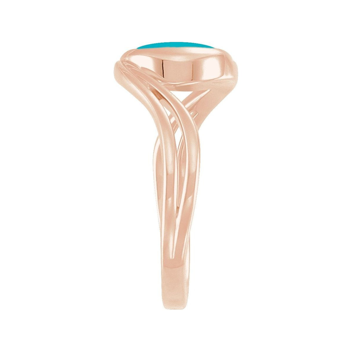 Sapphire Row Natural Gemstone Cabochon Bypass Ring - Turquoise, 14K Rose Gold (view 3)