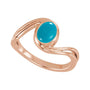 Sapphire Row Natural Gemstone Cabochon Bypass Ring - Turquoise, 14K Rose Gold (view 4)