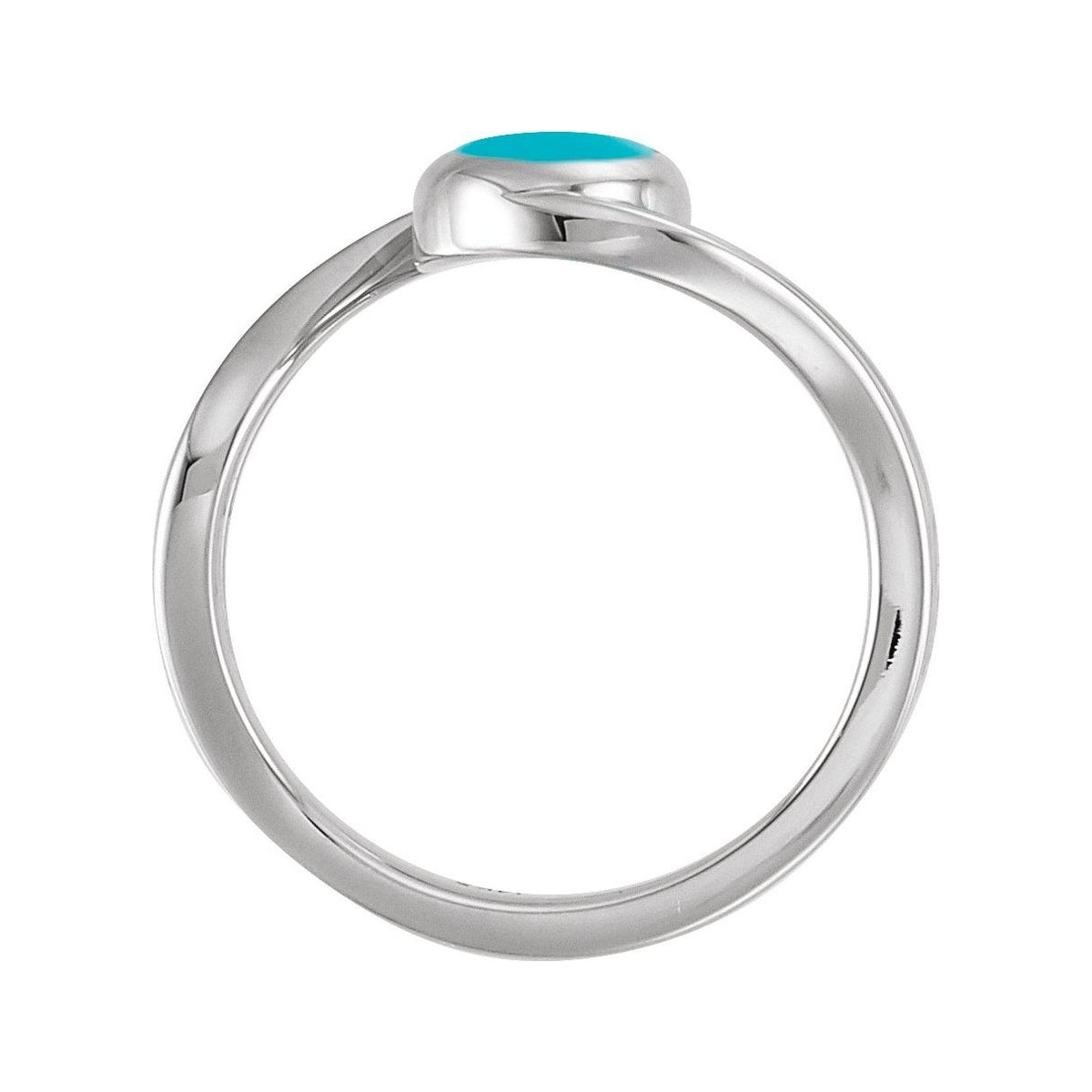 Sapphire Row Natural Gemstone Cabochon Bypass Ring - Turquoise, 14K White Gold (view 2)