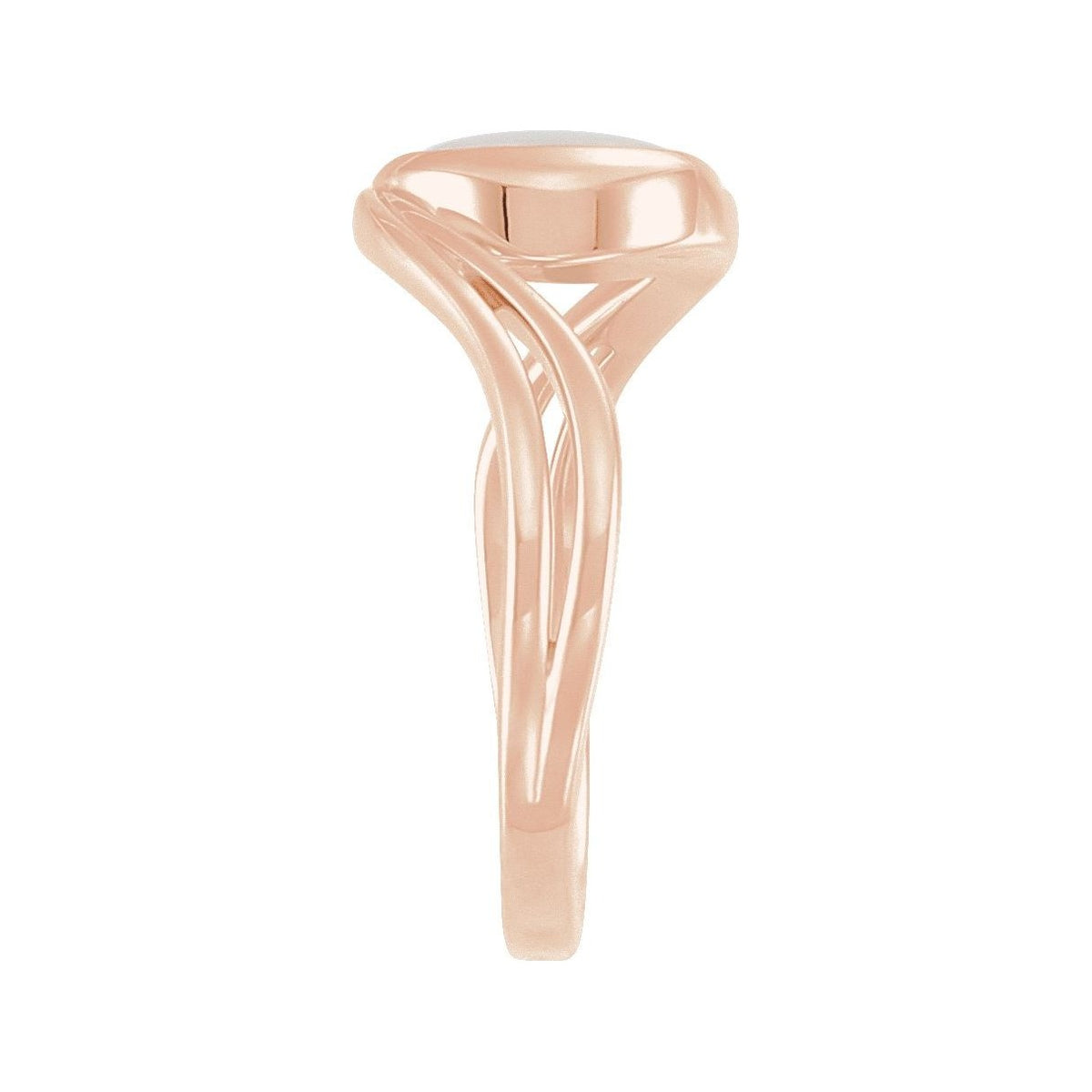 Sapphire Row Natural Gemstone Cabochon Bypass Ring - White Opal, 14K Rose Gold (view 3)