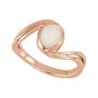 Sapphire Row Natural Gemstone Cabochon Bypass Ring - White Opal, 14K Rose Gold (view 4)