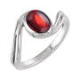 Sapphire Row Natural Gemstone Cabochon Bypass Ring - Mozambique Garnet, Platinum