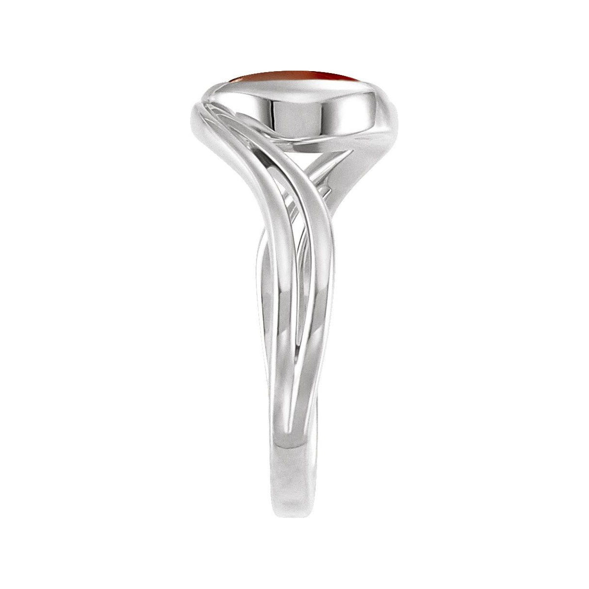 Sapphire Row Natural Gemstone Cabochon Bypass Ring - Mozambique Garnet, Platinum (view 2)