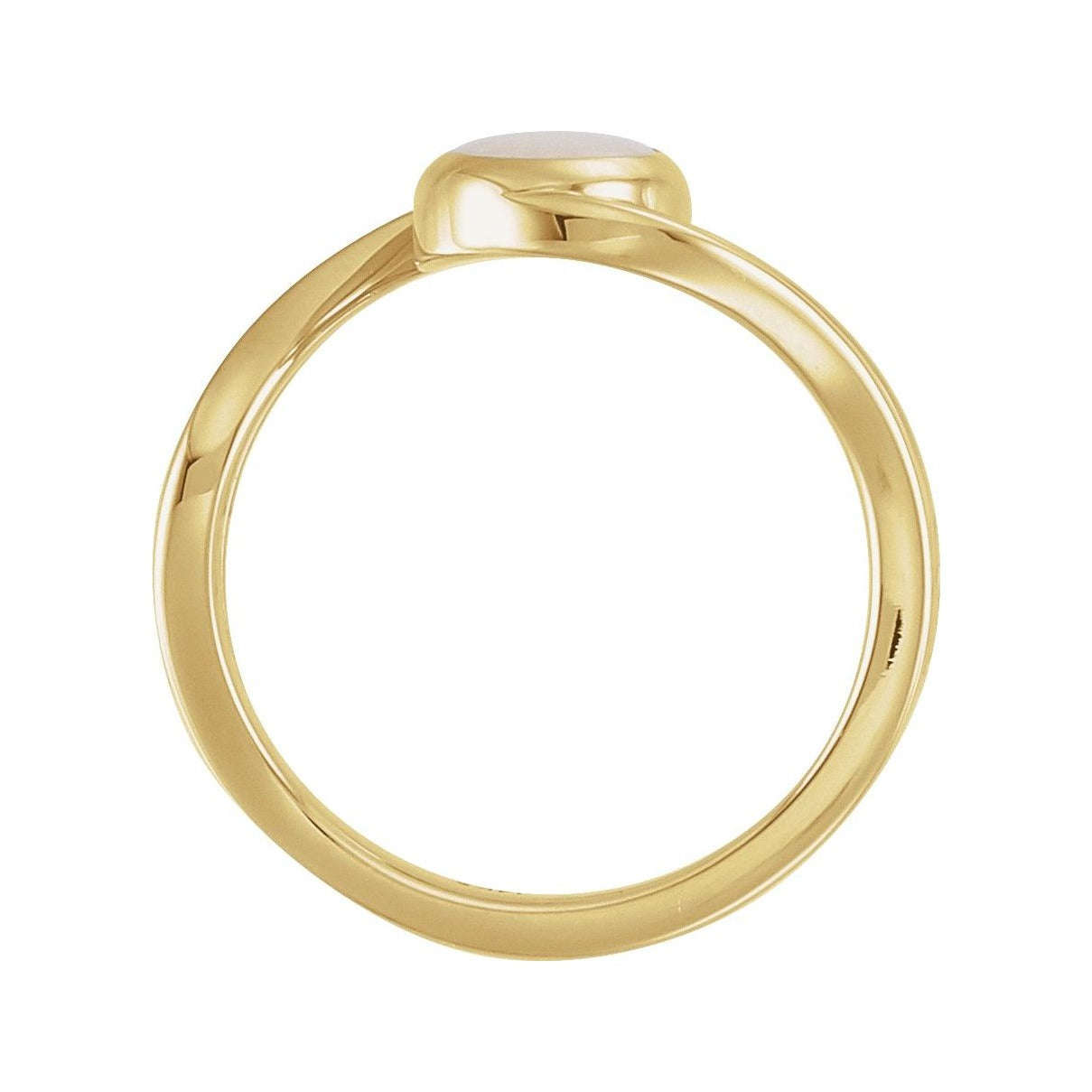 Sapphire Row Natural Gemstone Cabochon Bypass Ring - White Opal, 14K Yellow Gold (view 2)