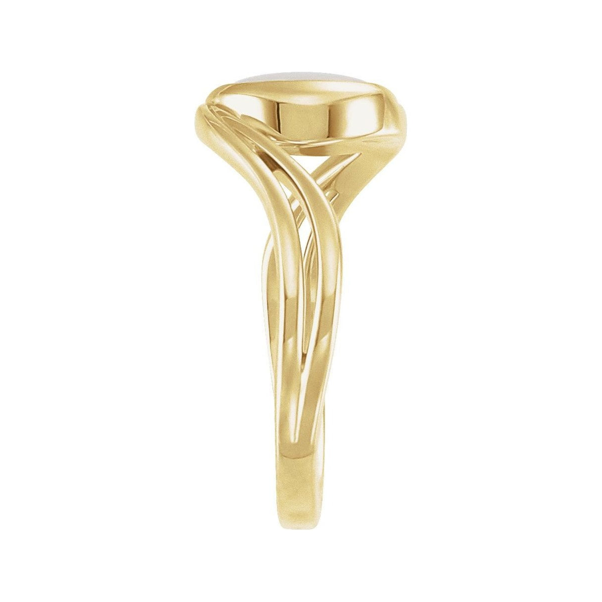 Sapphire Row Natural Gemstone Cabochon Bypass Ring - White Opal, 14K Yellow Gold (view 3)
