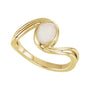 Sapphire Row Natural Gemstone Cabochon Bypass Ring - White Opal, 14K Yellow Gold (view 4)