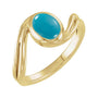 Sapphire Row Natural Gemstone Cabochon Bypass Ring - Turquoise, 14K Yellow Gold
