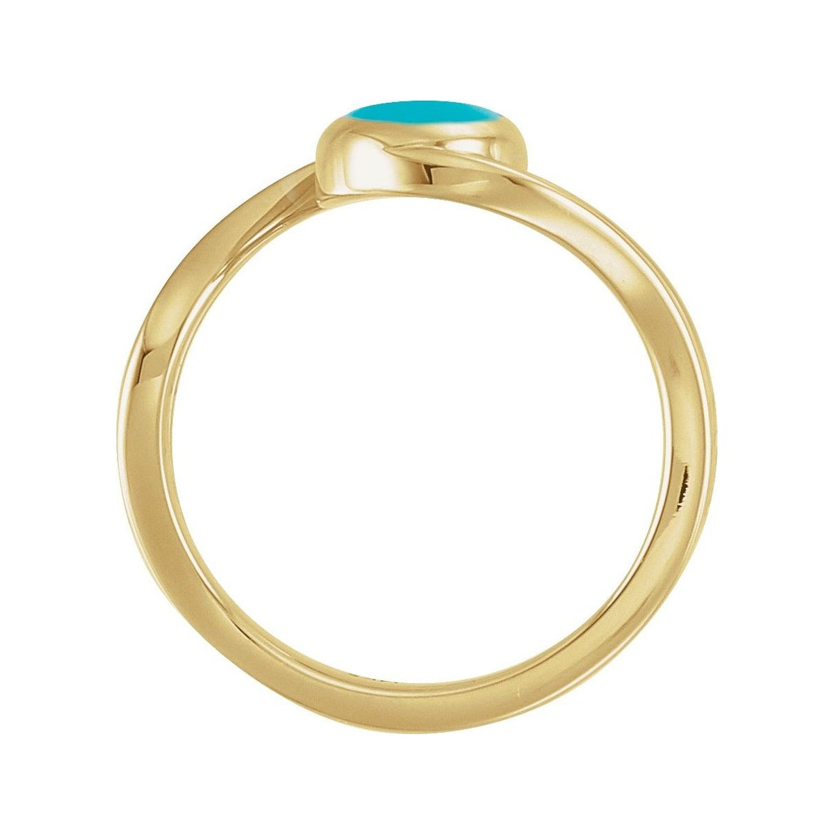 Sapphire Row Natural Gemstone Cabochon Bypass Ring - Turquoise, 14K Yellow Gold (view 2)