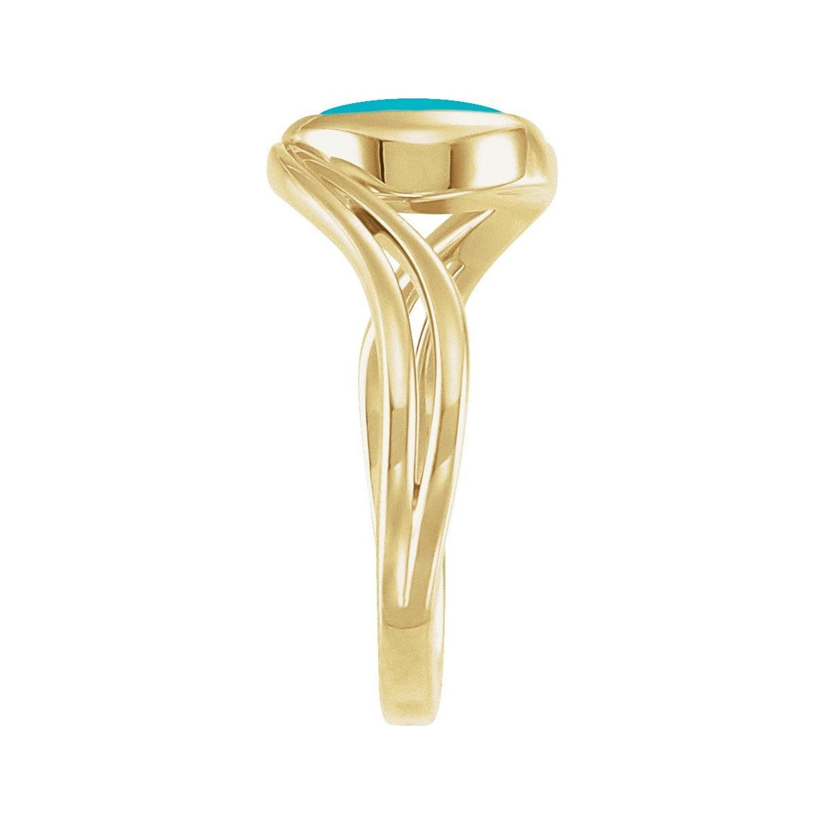Sapphire Row Natural Gemstone Cabochon Bypass Ring - Turquoise, 14K Yellow Gold (view 3)