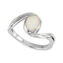 Sapphire Row Natural Gemstone Cabochon Bypass Ring - White Opal, 14K White Gold (view 4)