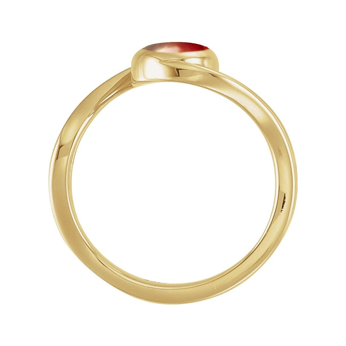 Sapphire Row Natural Gemstone Cabochon Bypass Ring - Mozambique Garnet, 14K Yellow Gold (view 2)