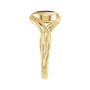Sapphire Row Natural Gemstone Cabochon Bypass Ring - Mozambique Garnet, 14K Yellow Gold (view 3)