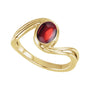 Sapphire Row Natural Gemstone Cabochon Bypass Ring - Mozambique Garnet, 14K Yellow Gold (view 4)