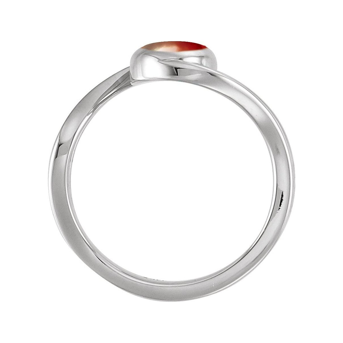 Sapphire Row Natural Gemstone Cabochon Bypass Ring - Mozambique Garnet, 14K White Gold (view 3)