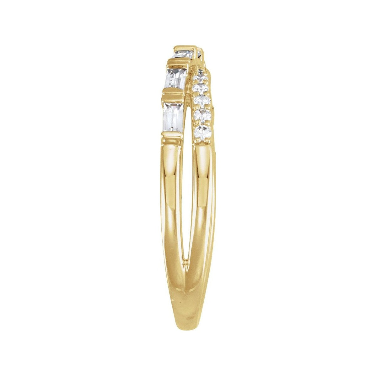 Sapphire Row Natural Diamond Baguette Crisscross Ring - 14K Yellow Gold (view 3)
