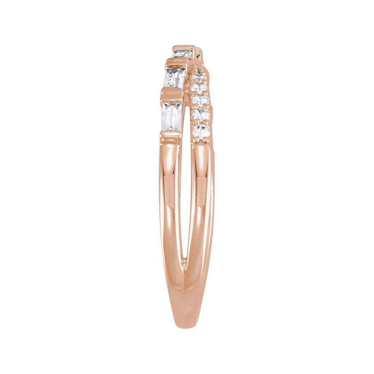 Sapphire Row Natural Diamond Baguette Crisscross Ring - 14K Rose Gold (view 3)
