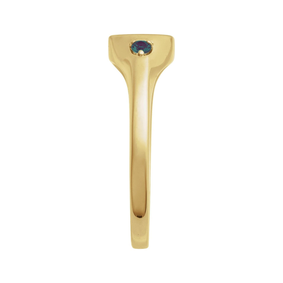 Sapphire Row Engravable Natural Gemstone Accented Signet Ring - Alexandrite, 14K Yellow Gold (view 3)