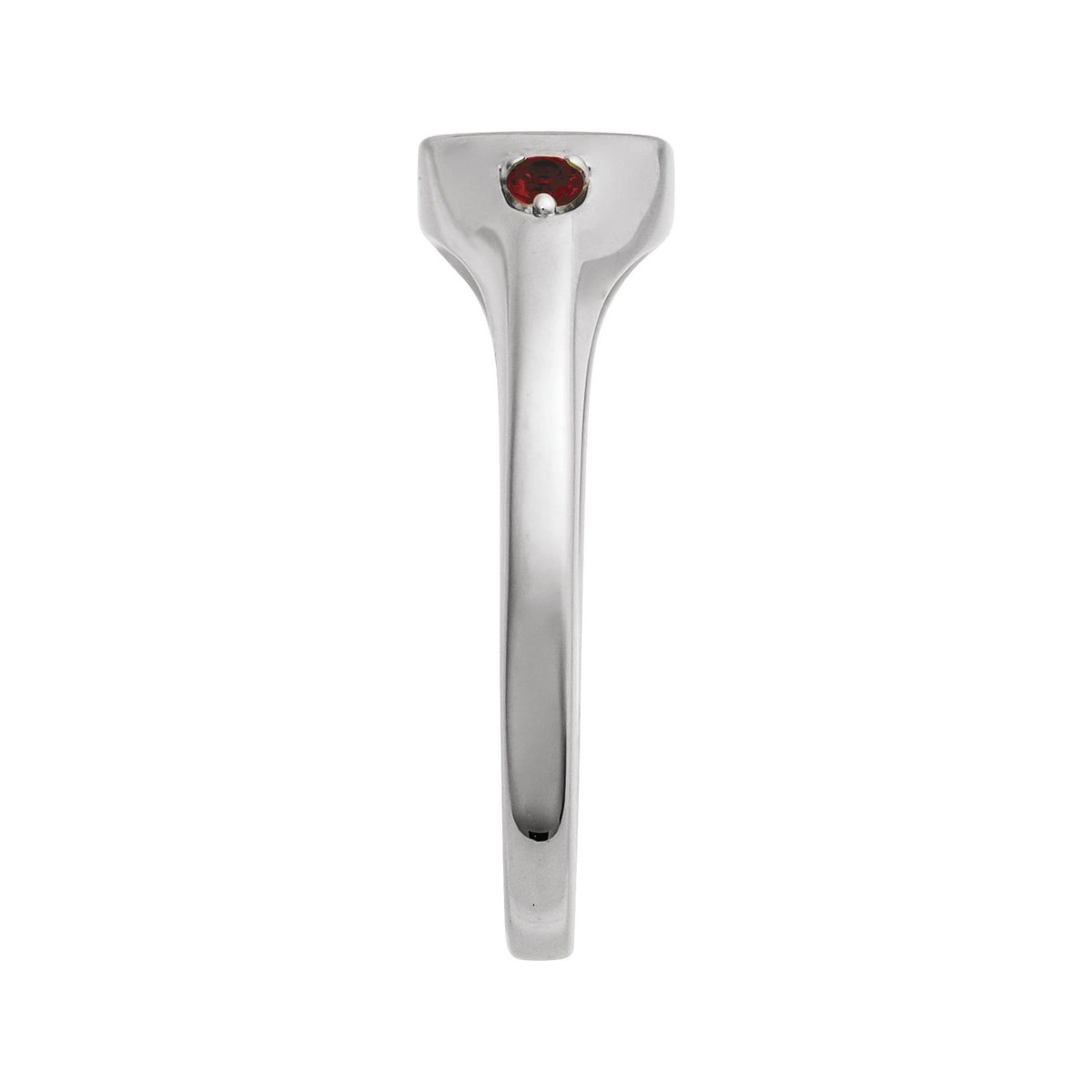 Sapphire Row Engravable Natural Gemstone Accented Signet Ring - Mozambique Garnet, Platinum (view 3)