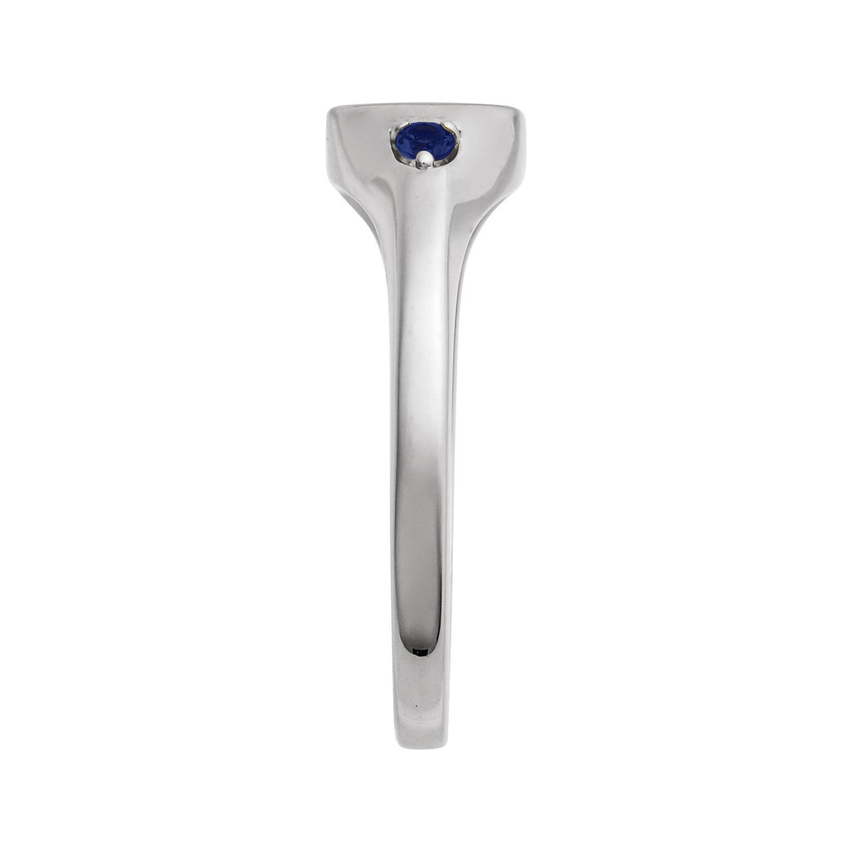 Sapphire Row Engravable Natural Gemstone Accented Signet Ring - Blue Sapphire, Platinum (view 3)