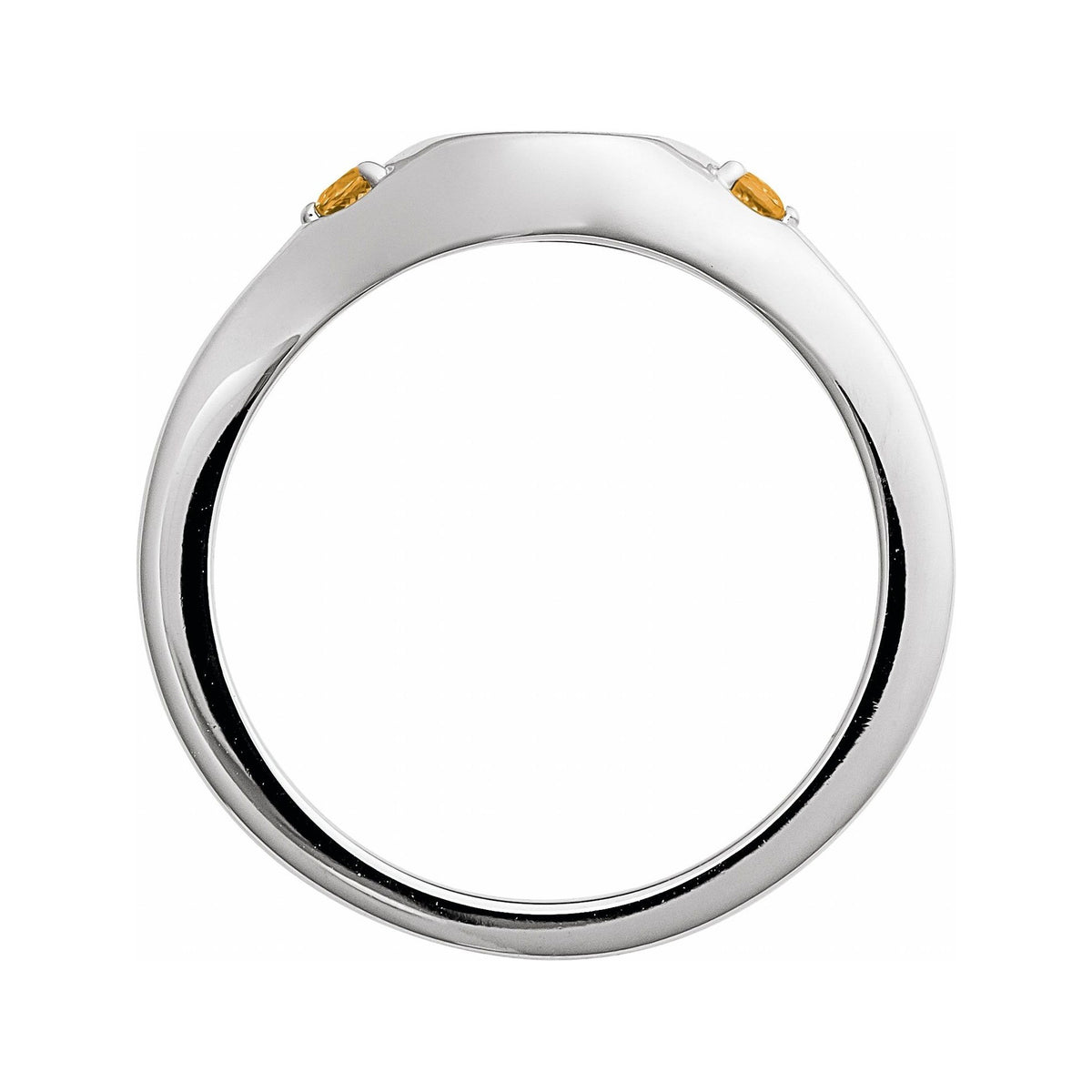 Sapphire Row Engravable Natural Gemstone Accented Signet Ring - Citrine, 14K White Gold (view 2)